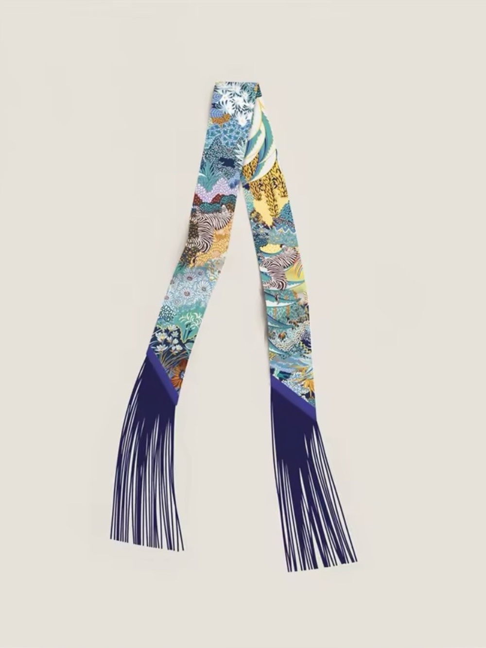 Fringe Handbag Wraps in Navy Fringe /Zebra Floral Print - Picture 4 of 7